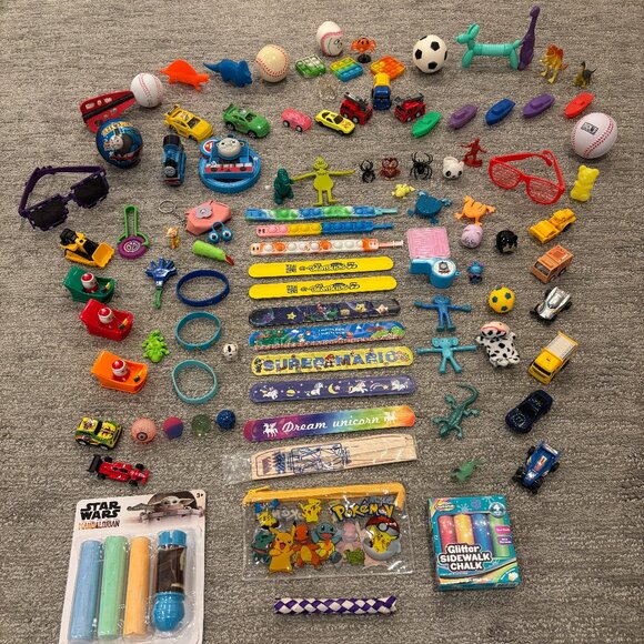 Small Toys Bundle - Balls, Cars, Trucks, Bracelets, Dinosaurs, Chalk Sets, More! - Picture 11 of 11